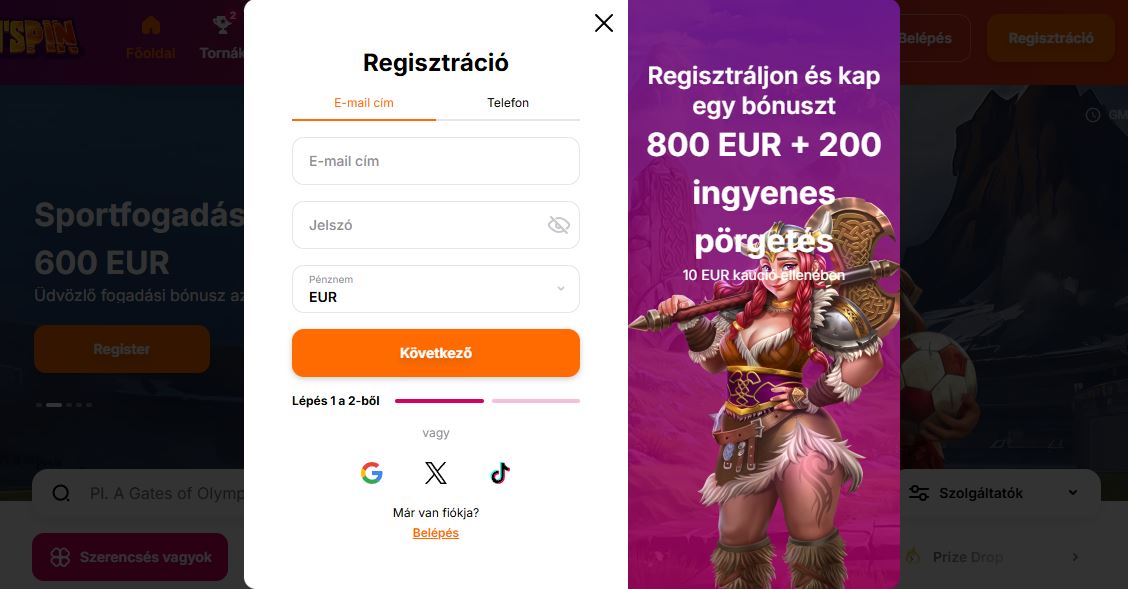 Hozz létre új fiókot e-maillel vagy közösségi médiával